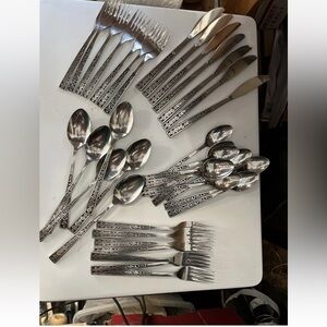 Vintage Mid Century 38 Piece Flatware Interpur FLORENZ Stainless Steel Taiwan